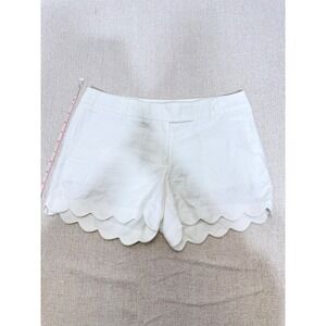 J.Crew White Scalloped Hem Linen Cotton Shorts Size 4 E9685